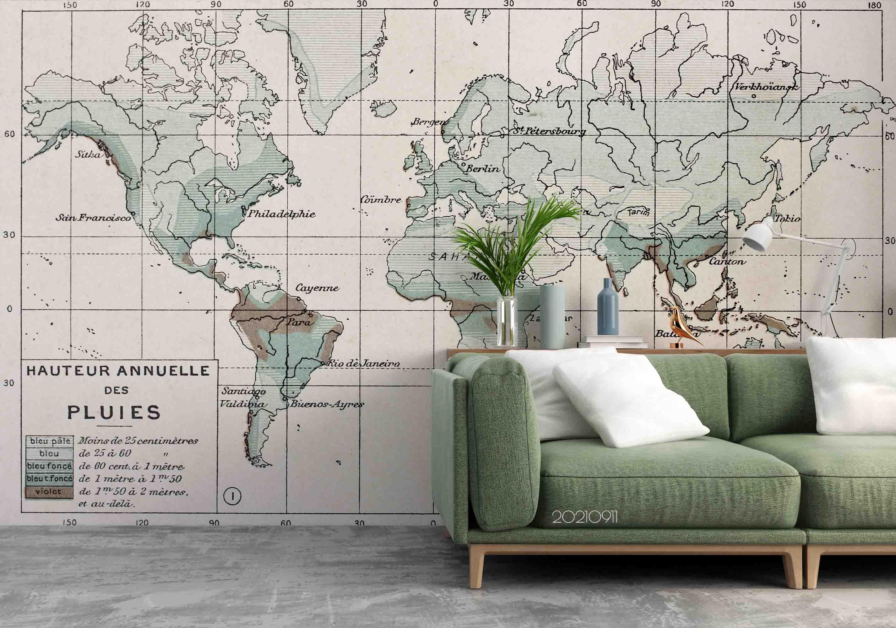 3D World Map Wall Mural Wallpaper LQH 833- Jess Art Decoration
