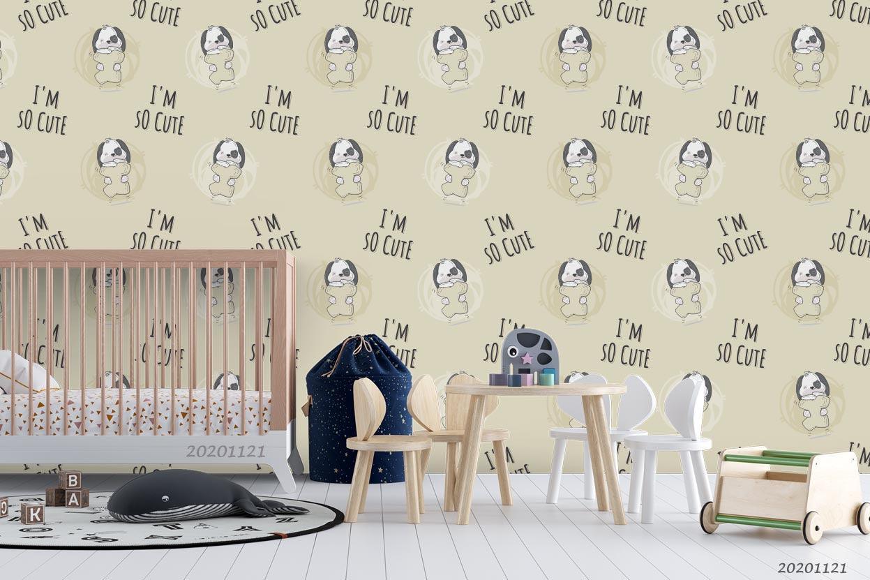 3D Cartoon Hand Drawn Puppy Dog Animal Pattern Wall Mural Wallpaper LXL- Jess Art Decoration
