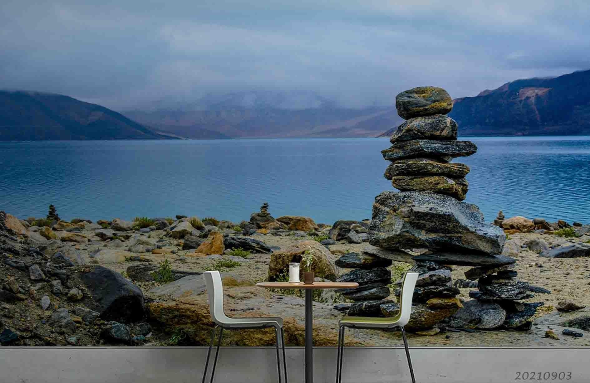 3D Mountain Sea Stone Landscape Wall Mural Wallpaper LQH 91- Jess Art Decoration