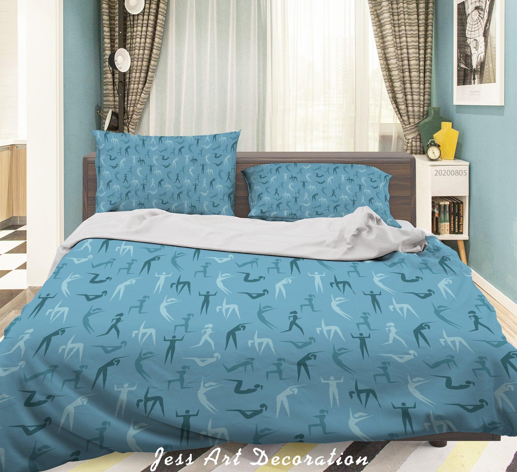 3D Blue Pattern Quilt Cover Set Bedding Set Duvet Cover Pillowcases LXL 297- Jess Art Decoration