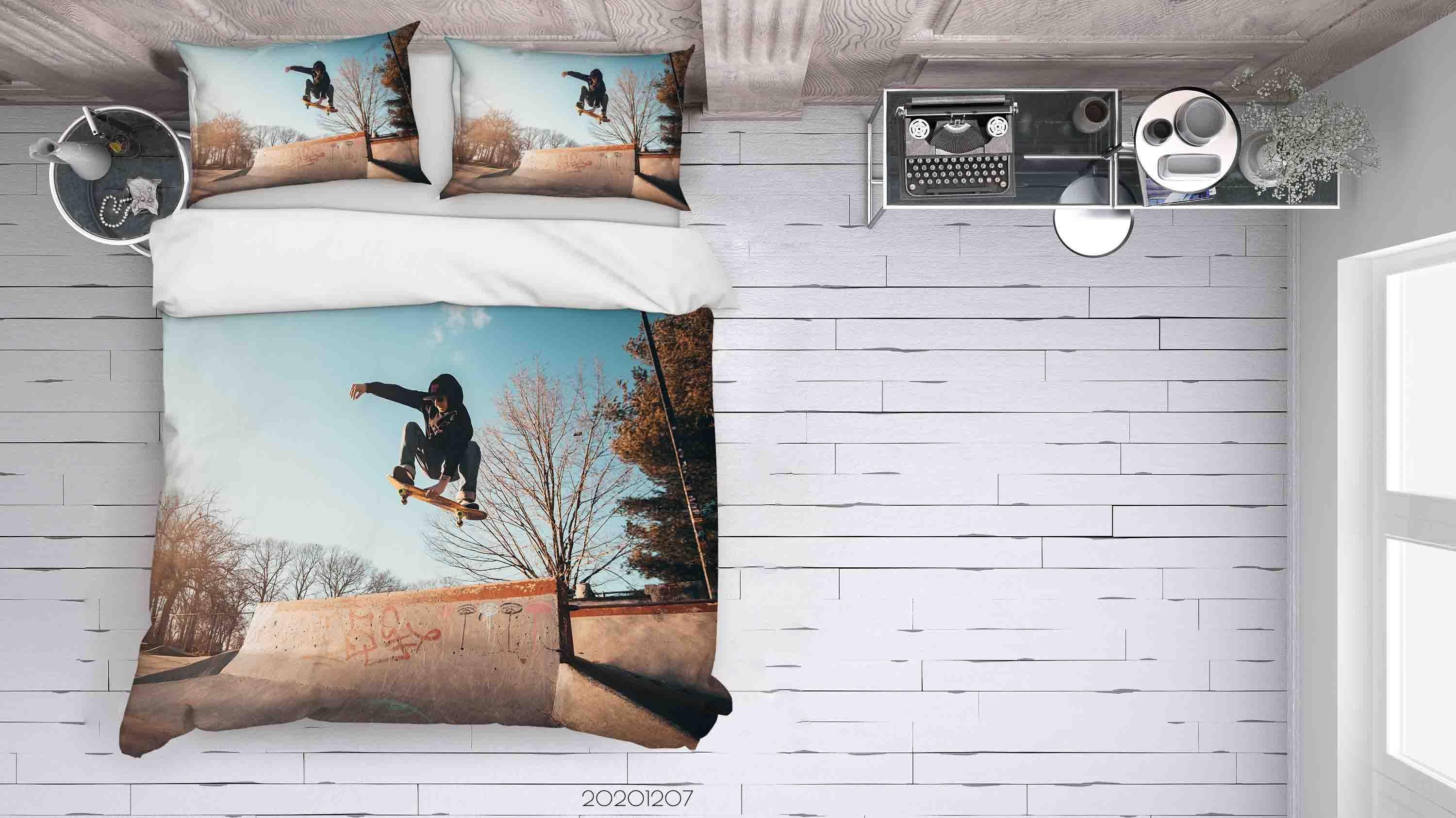 3D Pexels Sports Street Skateboard Player Quilt Cover Set Bedding Set Duvet Cover Pillowcases LXL- Jess Art Decoration