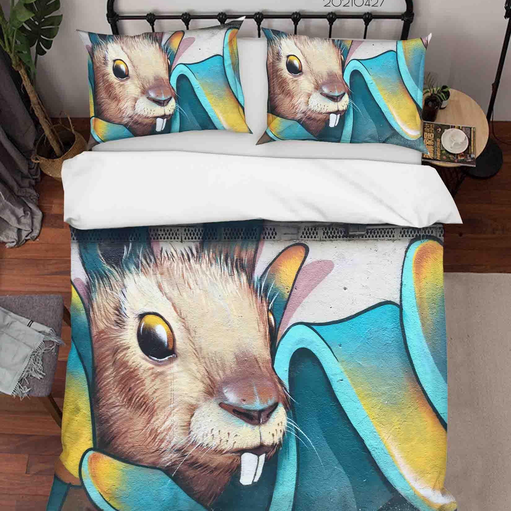 3D Abstract Graffiti Mouse Quilt Cover Set Bedding Set Duvet Cover Pillowcases 127- Jess Art Decoration