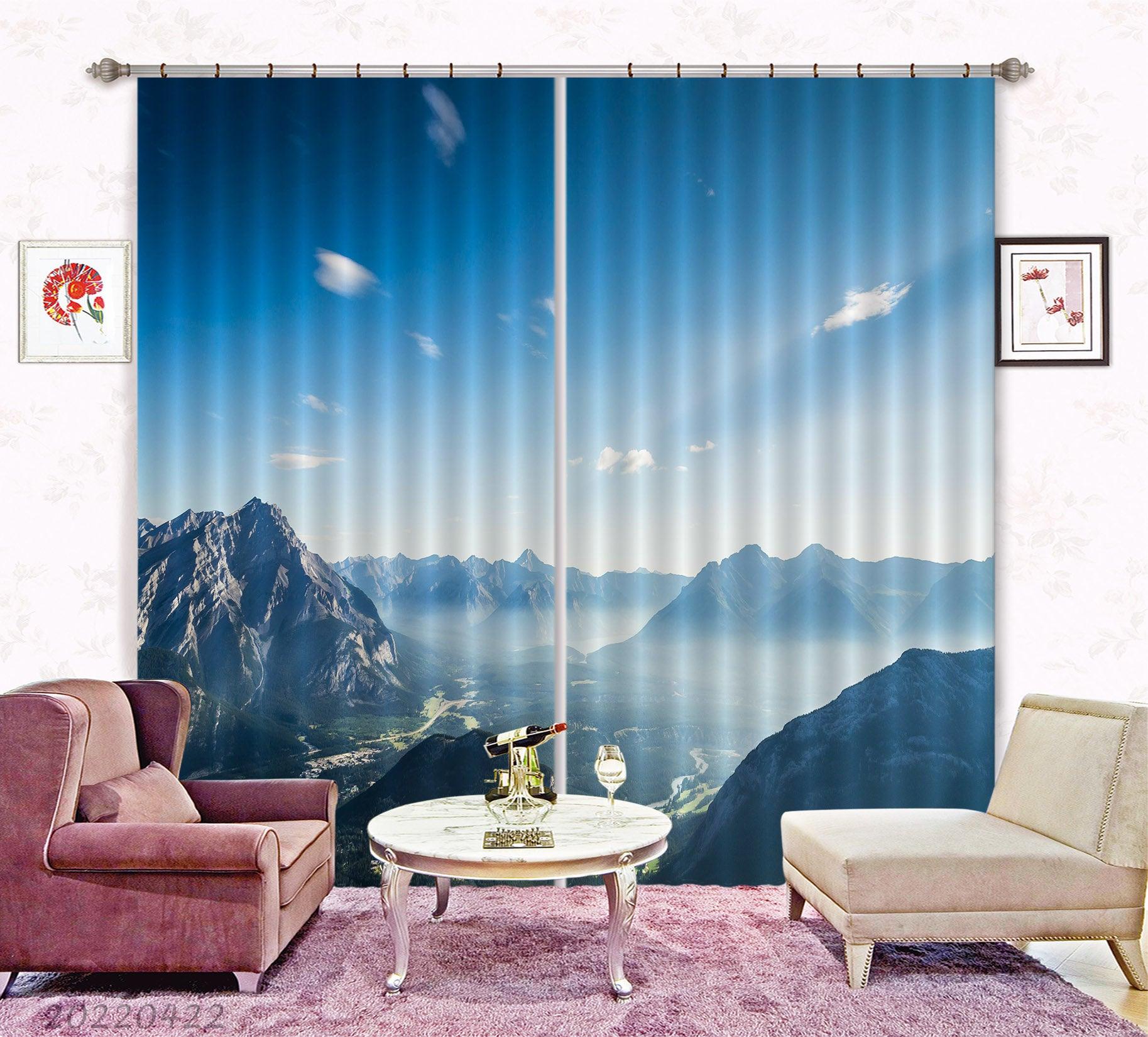 3D Landscape Peak Canyon Plant River Fog Curtains and Drapes GD 4299- Jess Art Decoration