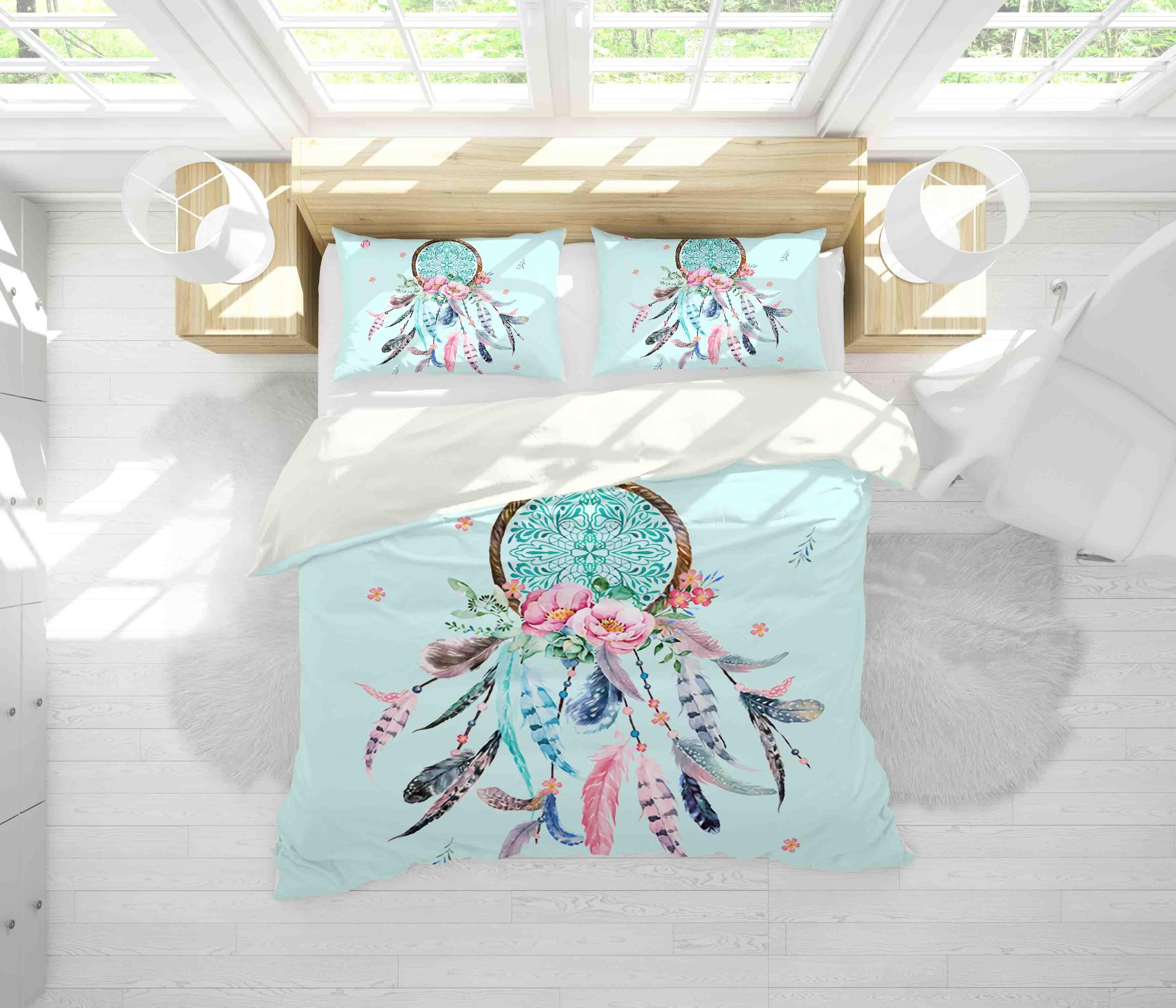 3D Blue Dream Catcher Quilt Cover Set Bedding Set Duvet Cover Pillowcases JN 1185- Jess Art Decoration