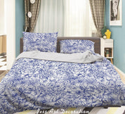 3D Blue Flowers Pattern Quilt Cover Set Bedding Set Duvet Cover Pillowcases WJ 1481- Jess Art Decoration