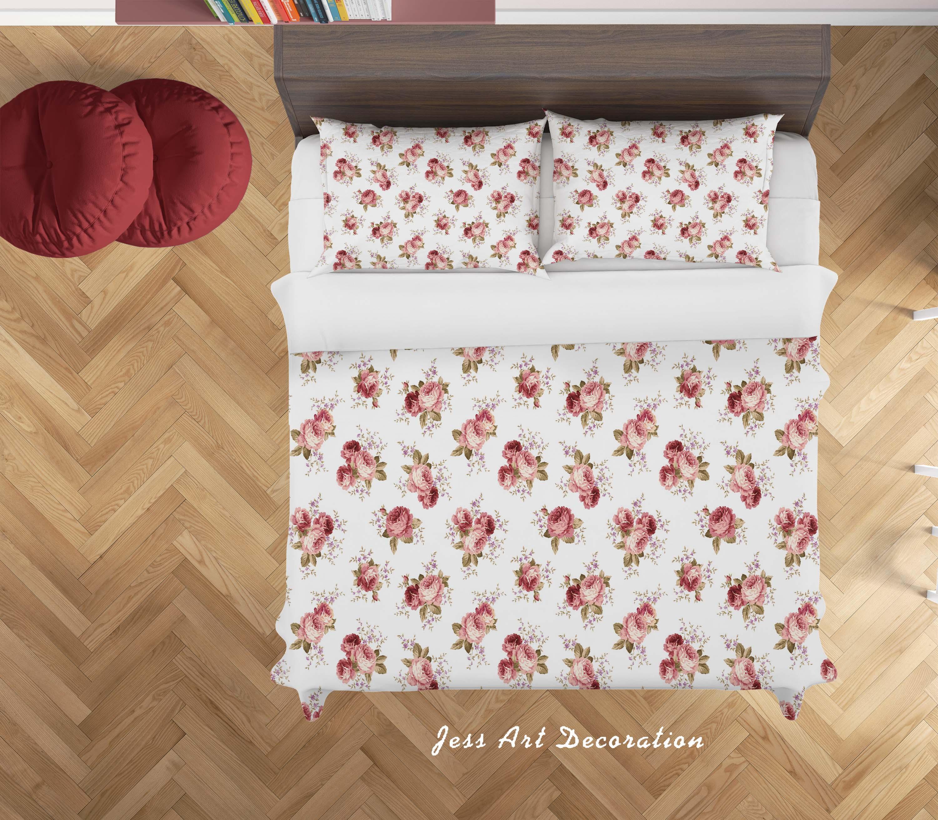 3D White Floral Quilt Cover Set Bedding Set Duvet Cover Pillowcases SF139- Jess Art Decoration