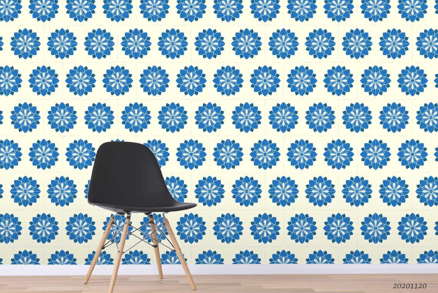 3D Oriental Japanese Style Blue Floral Wall Mural Wallpaper LQH 273- Jess Art Decoration