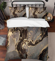 3D Abstract Golden Marble Texture Quilt Cover Set Bedding Set Duvet Cover Pillowcases 62- Jess Art Decoration