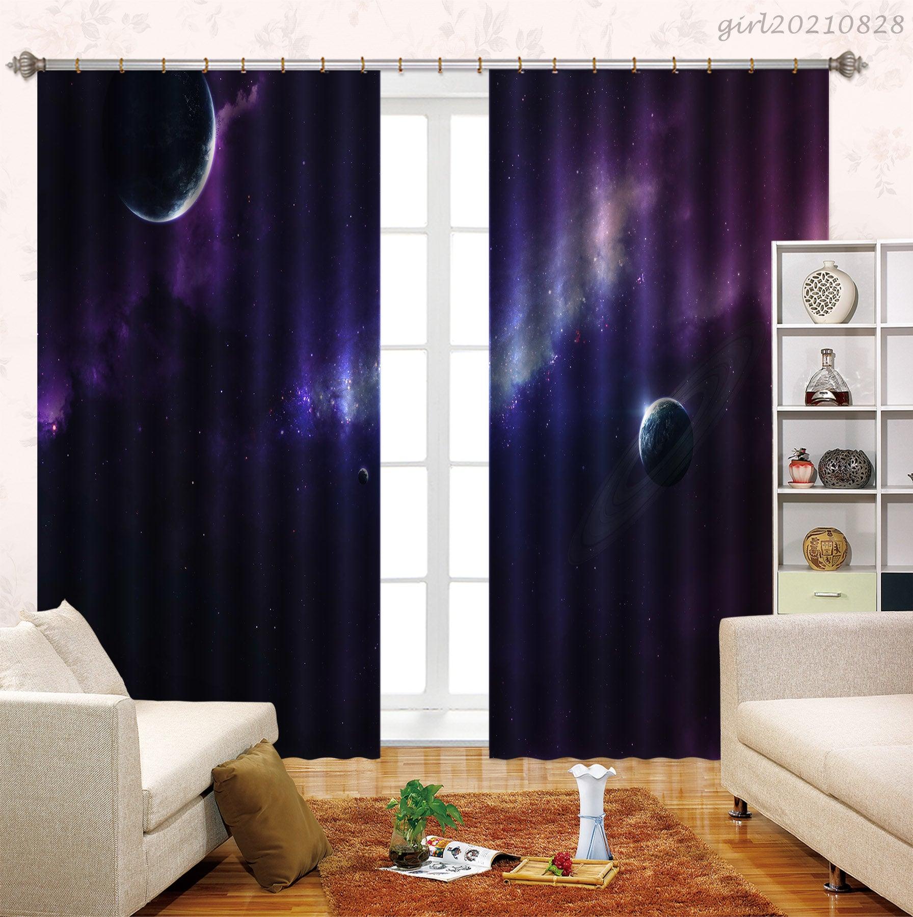 3D Space Universe Planet Curtains and Drapes LQH 131- Jess Art Decoration