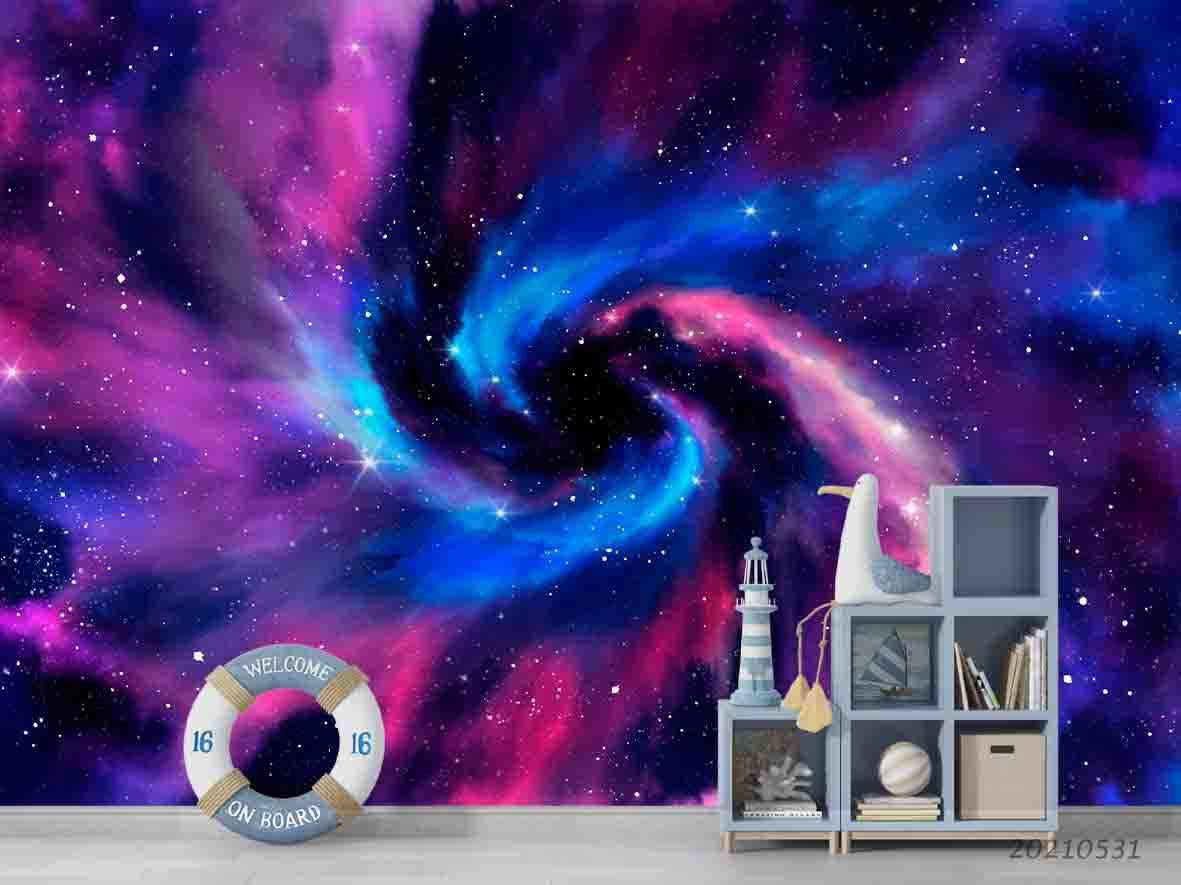 3D Abstract Univers Galaxy Aurora Starry Color Wall Mural Wallpaper SWW754- Jess Art Decoration