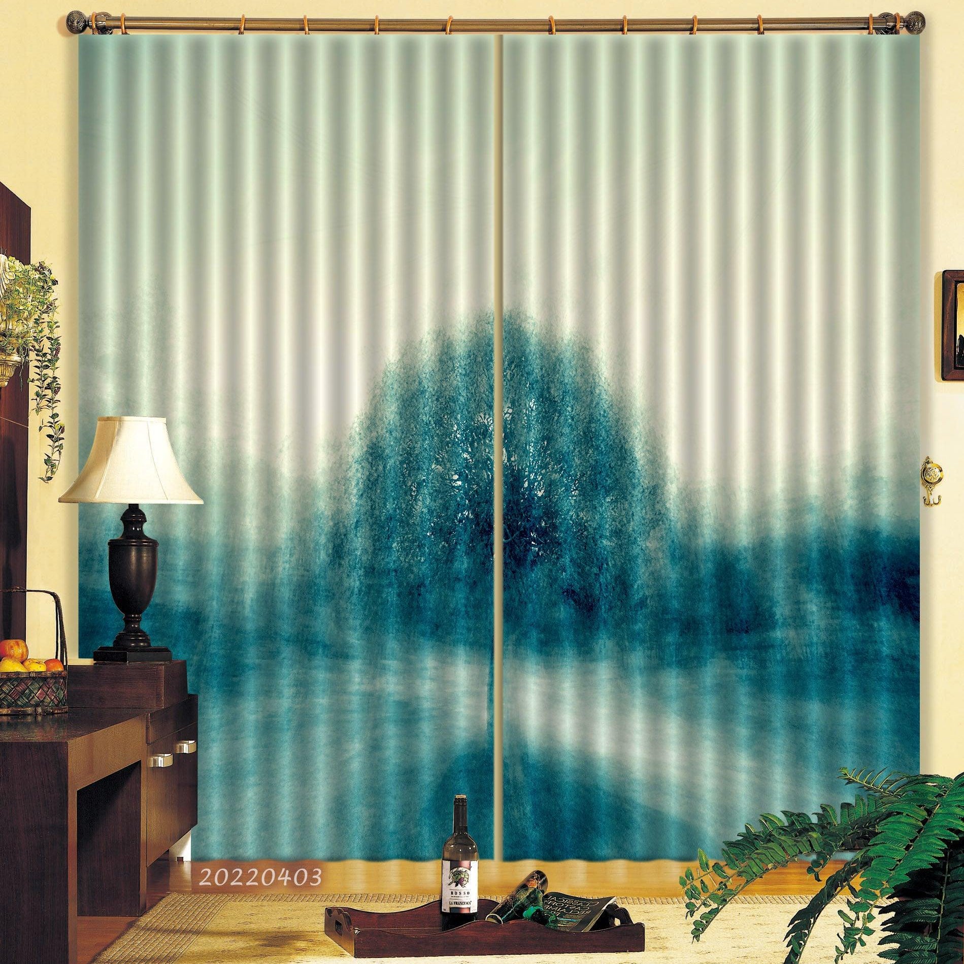 3D Abstract Blue Texture Pattern Curtains and Drapes GD 3304- Jess Art Decoration