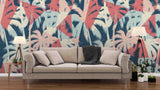 3D seamless exotic pattern with tropical plants wall mural wallpaper 77- Jess Art Decoration