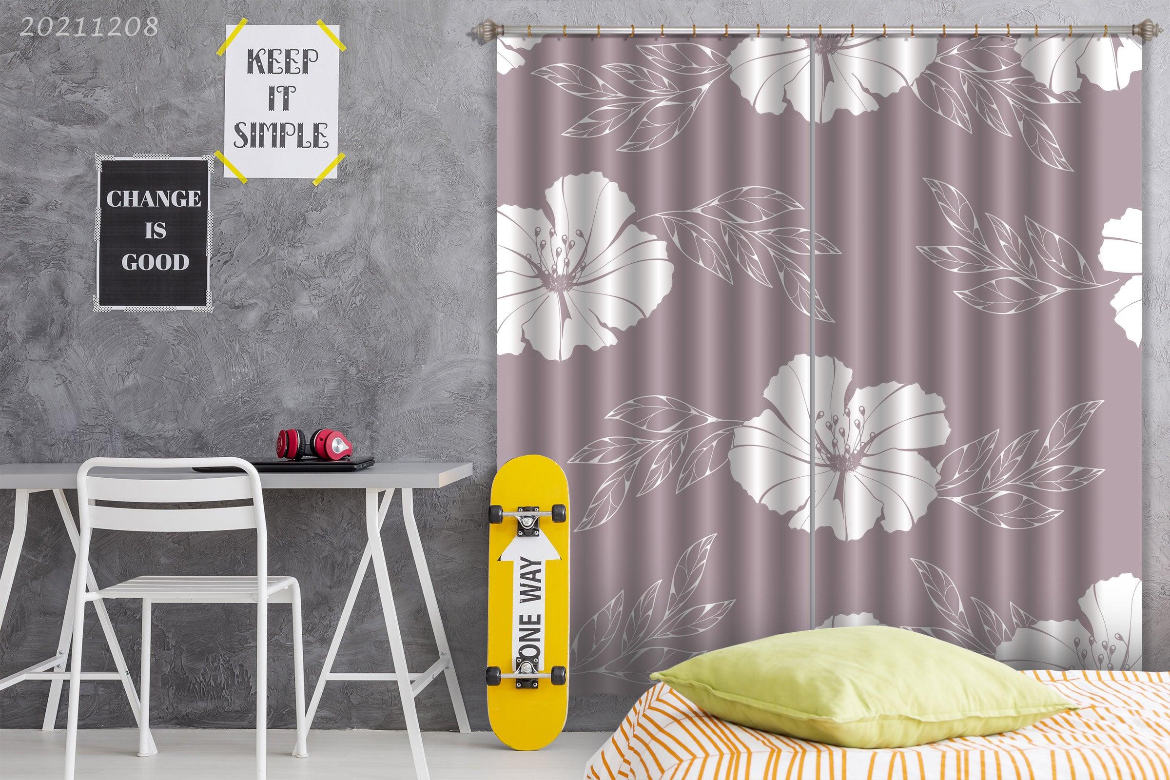 3D Hand Drawn Floral Pink Curtains and Drapes LLL 673- Jess Art Decoration