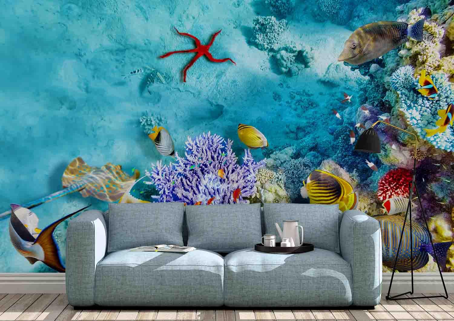 3D Coral Starfish Fish Seabed Wall Mural Wallpaper 137- Jess Art Decoration