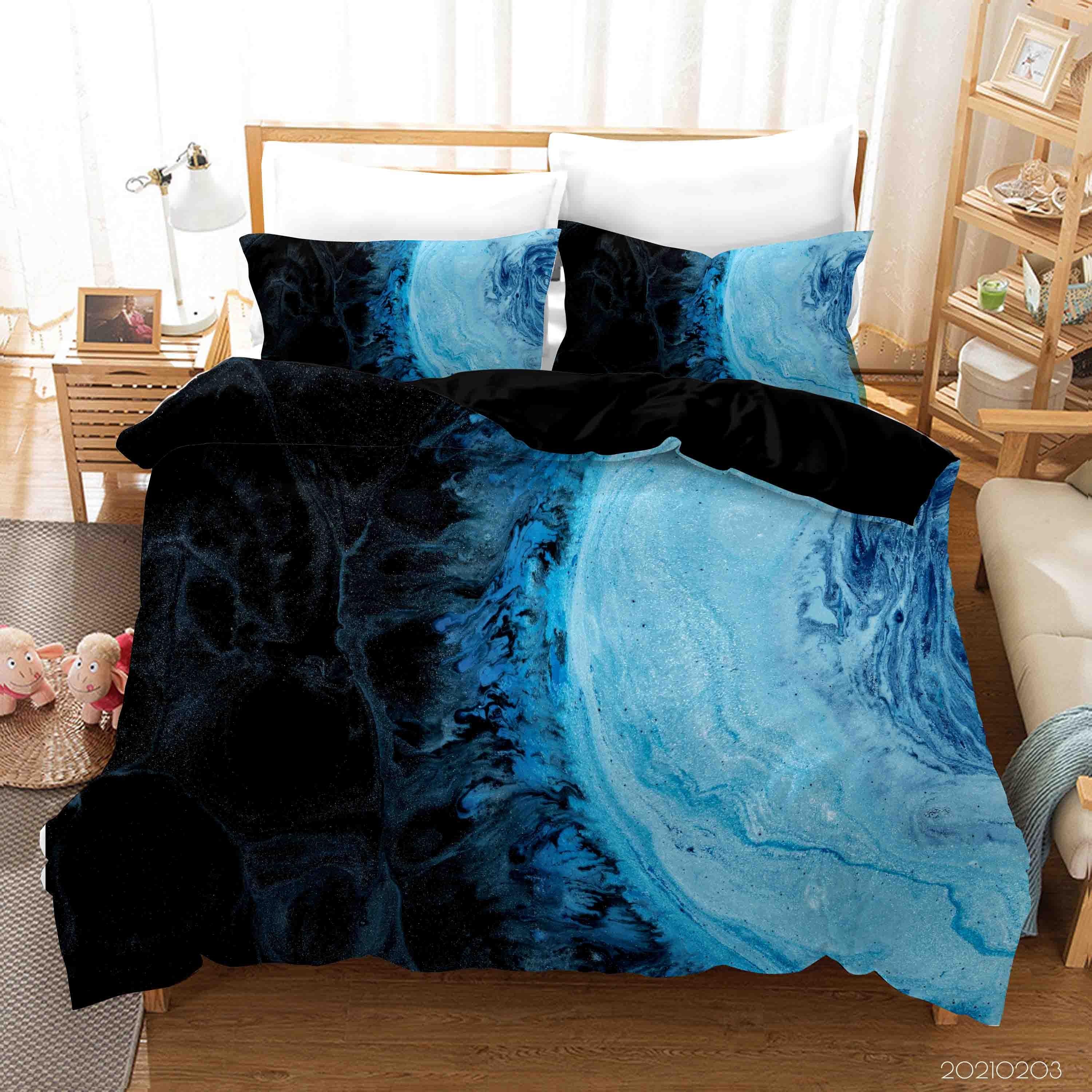 3D Abstract Blue Marble Texture Quilt Cover Set Bedding Set Duvet Cover Pillowcases 28- Jess Art Decoration