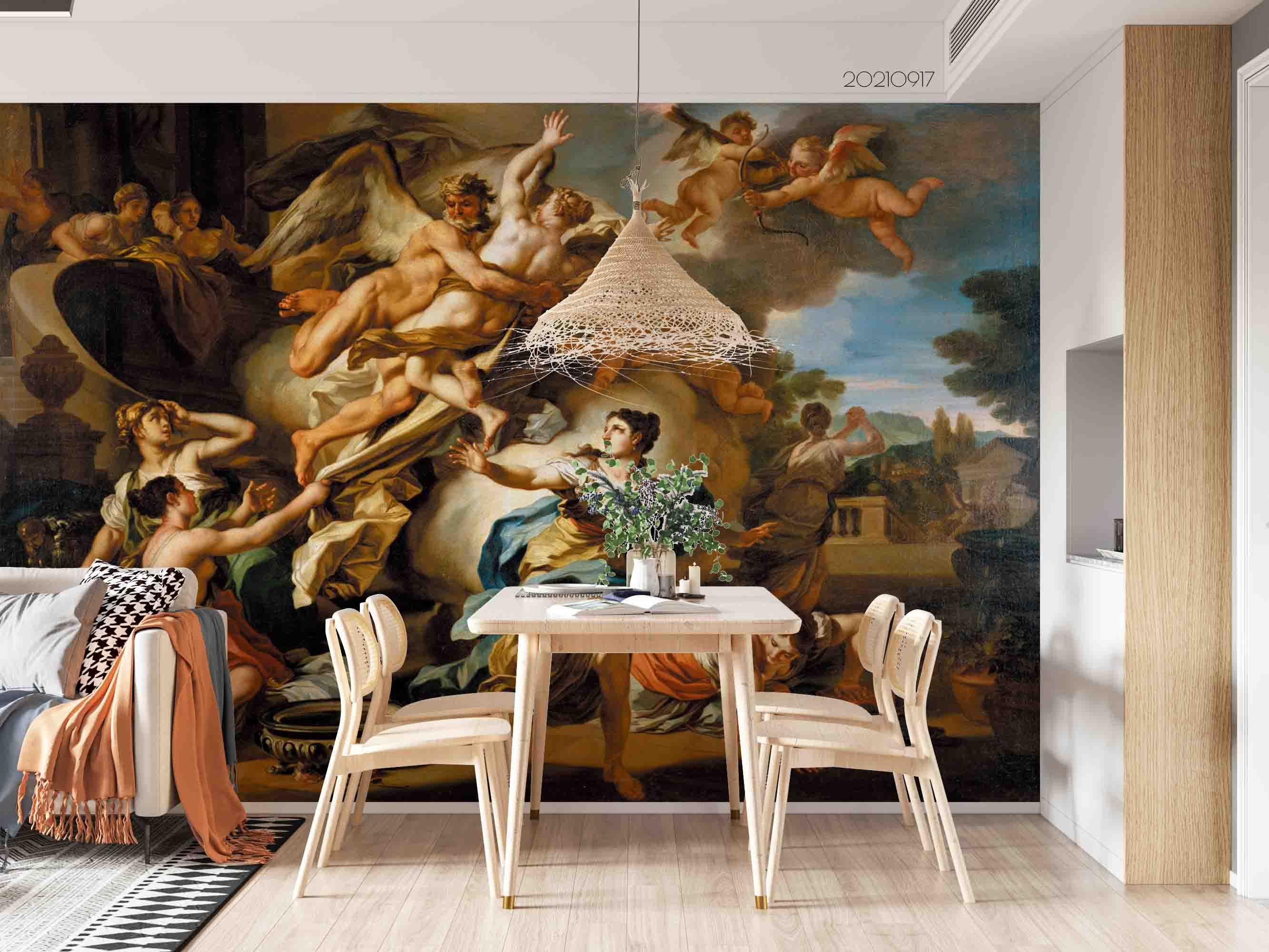 3D Religious Angel Painting classical religious angel painting wall mural wallpaper for dining room - view 2