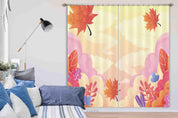3D Autumn Red Maple Leaf Curtains and Drapes GD 172- Jess Art Decoration