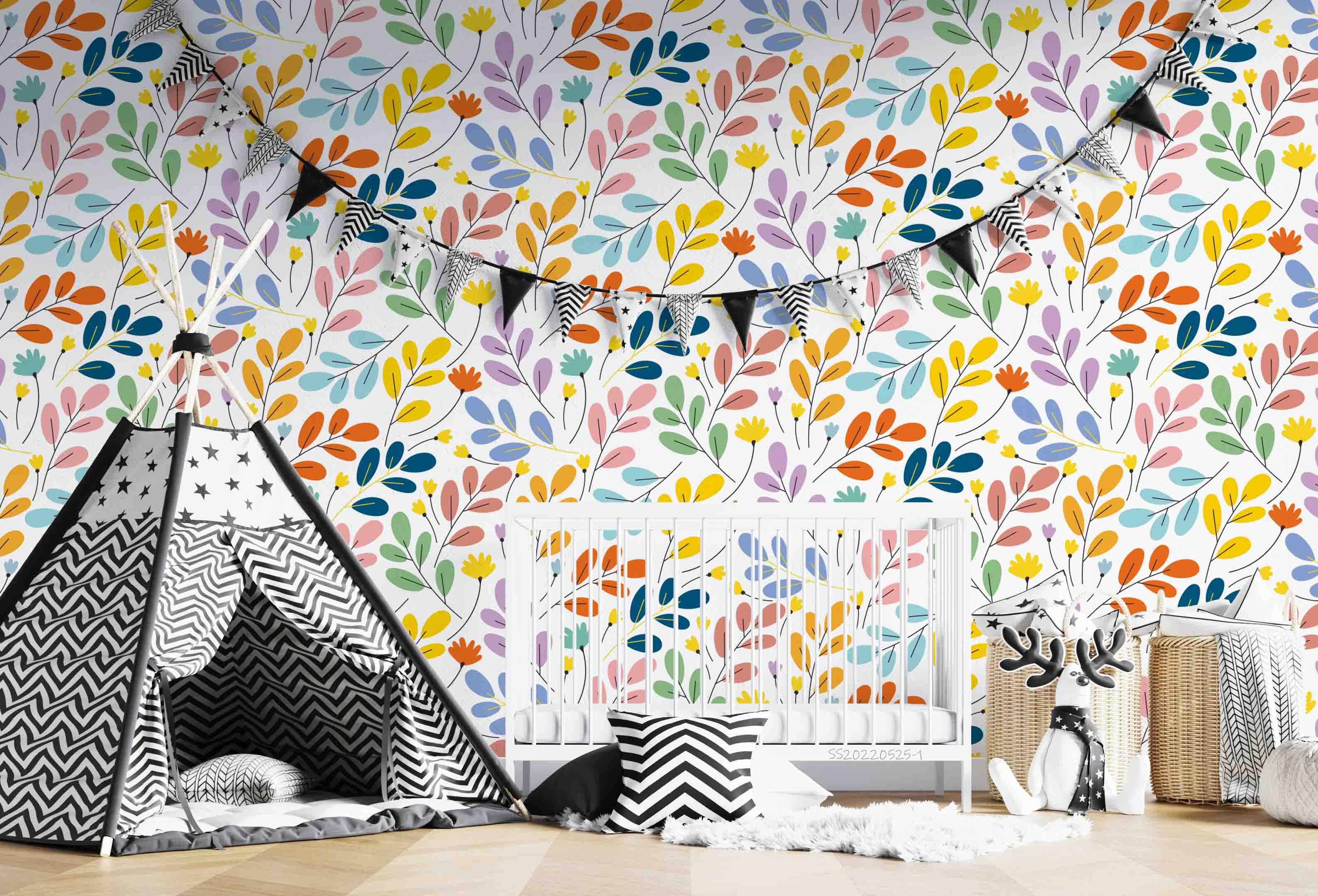 3D Watercolor Colorful Leaf Wall Mural Wallpaper GD 4774- Jess Art Decoration
