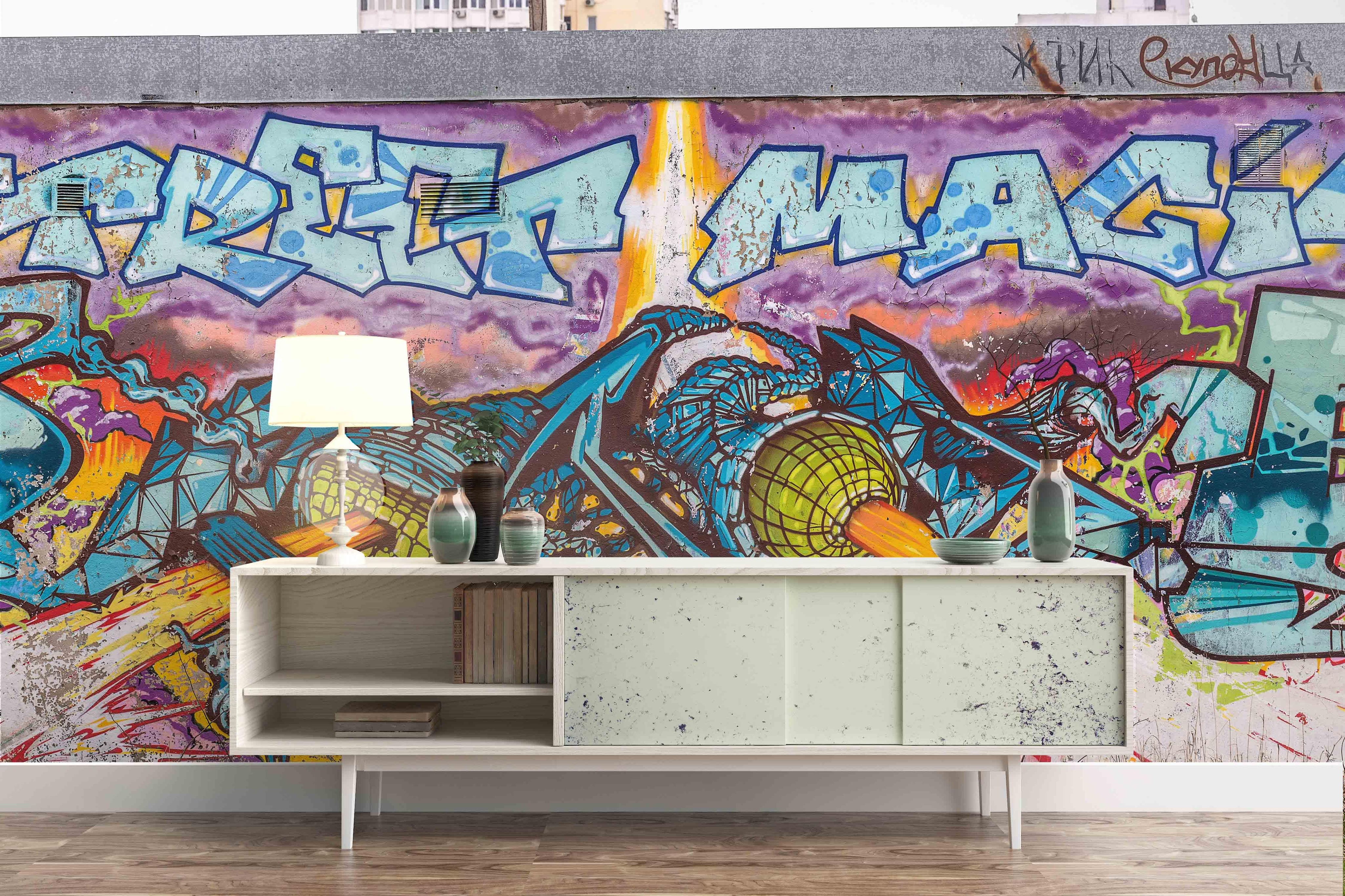 3D abstract robot war graffiti wall mural wallpaper 47- Jess Art Decoration