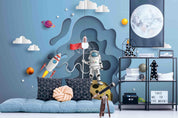 3D Space Astronaut Rocket Star Wall Mural Wallpaper LXL 6- Jess Art Decoration