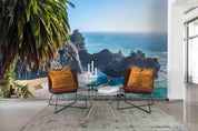 3D Tropical Ocean Rock Palm Wall Mural Wallpaper LQH 8- Jess Art Decoration