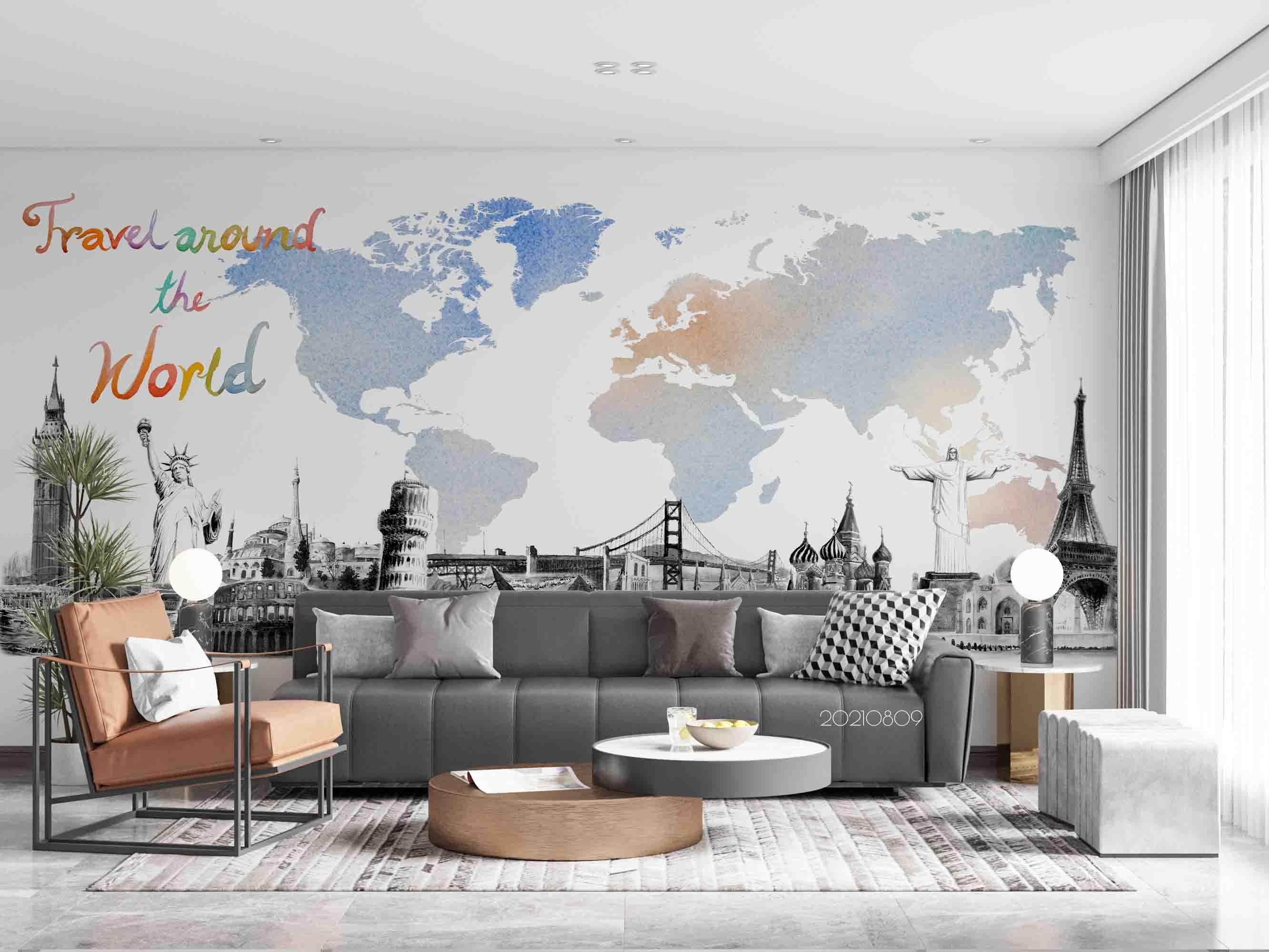 3D Hand-painted Abstract Map World Wall Mural Wallpaper SWW4964- Jess Art Decoration