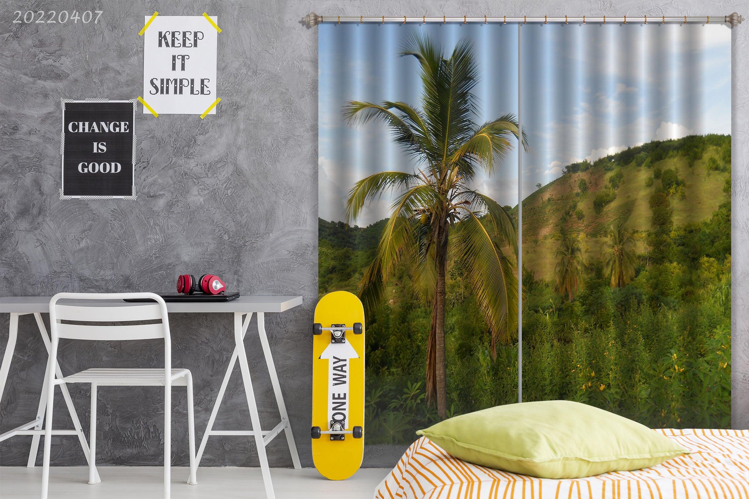3D Landscape Grass Tree Plant Field Curtains and Drapes GD 3540- Jess Art Decoration