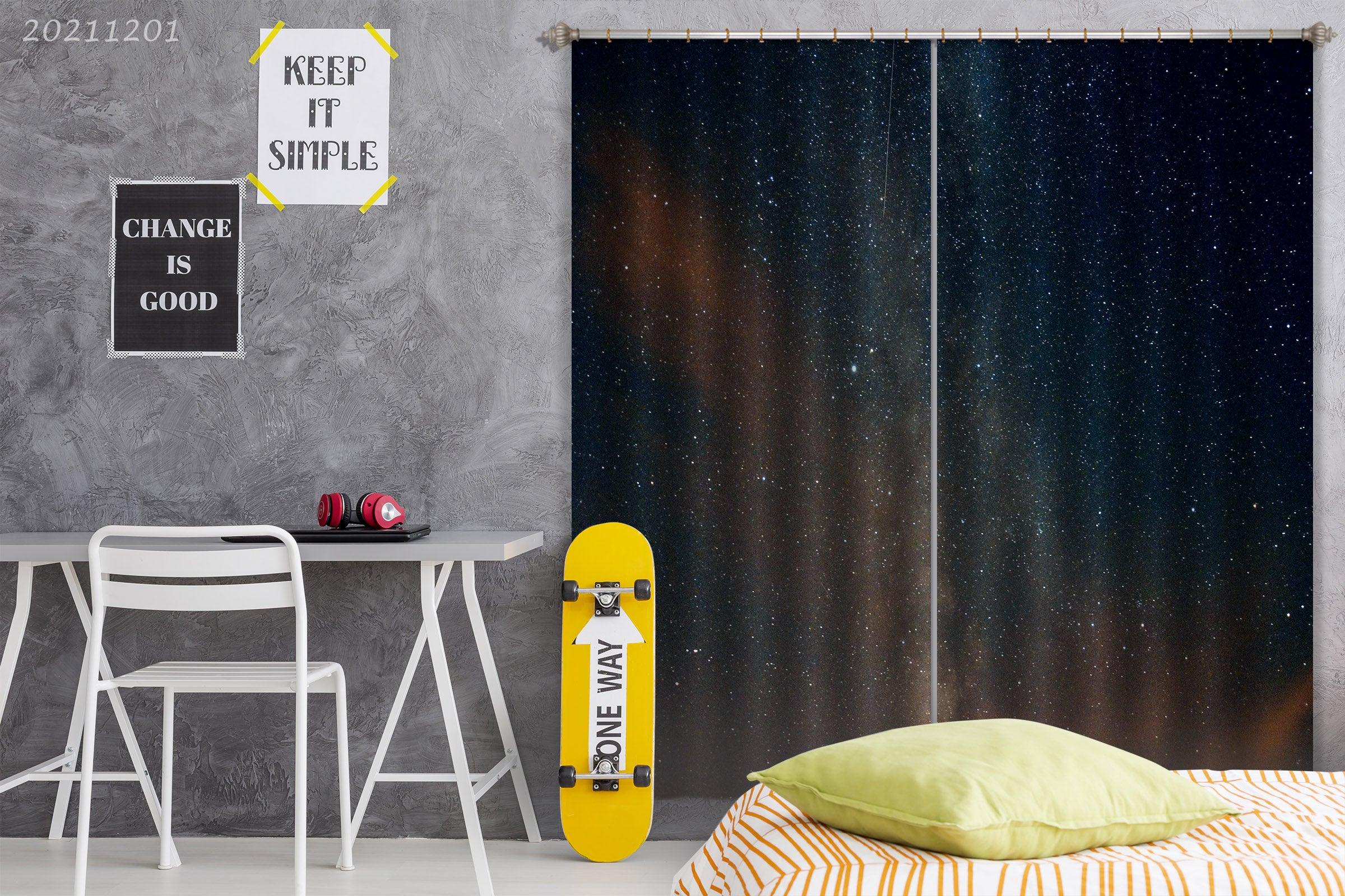 3D Abstract Space Starry Blue Curtains and Drapes LLL 118- Jess Art Decoration