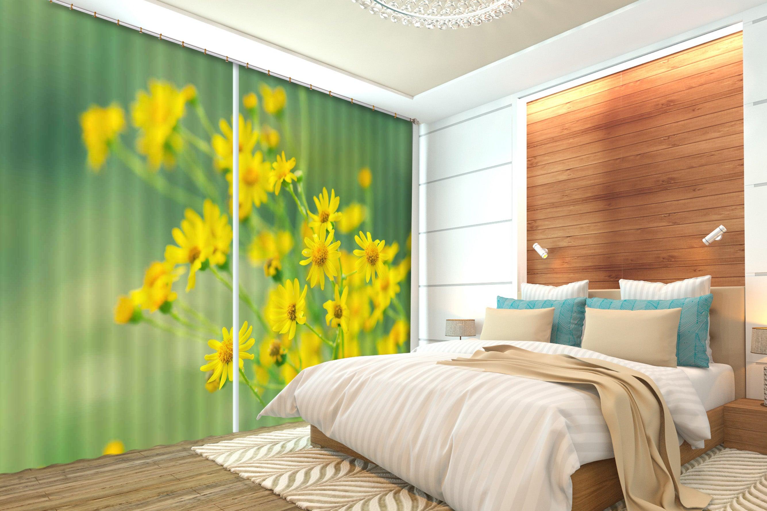 3D Yellow Flowers Curtains and Drapes SF86- Jess Art Decoration