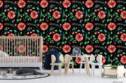 3D Hand Drawn Red Floral Wall Mural Wallpaper LQH 284- Jess Art Decoration