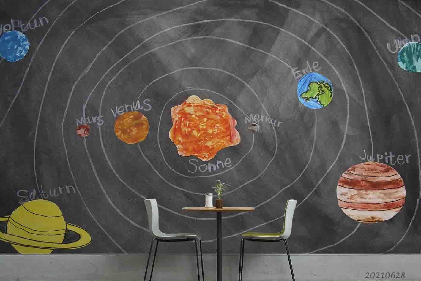 3D Cartoon Solar System Planet Wall Mural Wallpaper LQH 53- Jess Art Decoration