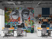 3D Graffiti Male Face Glasses Letter Heart Wall Mural Wallpaper GD 2832- Jess Art Decoration