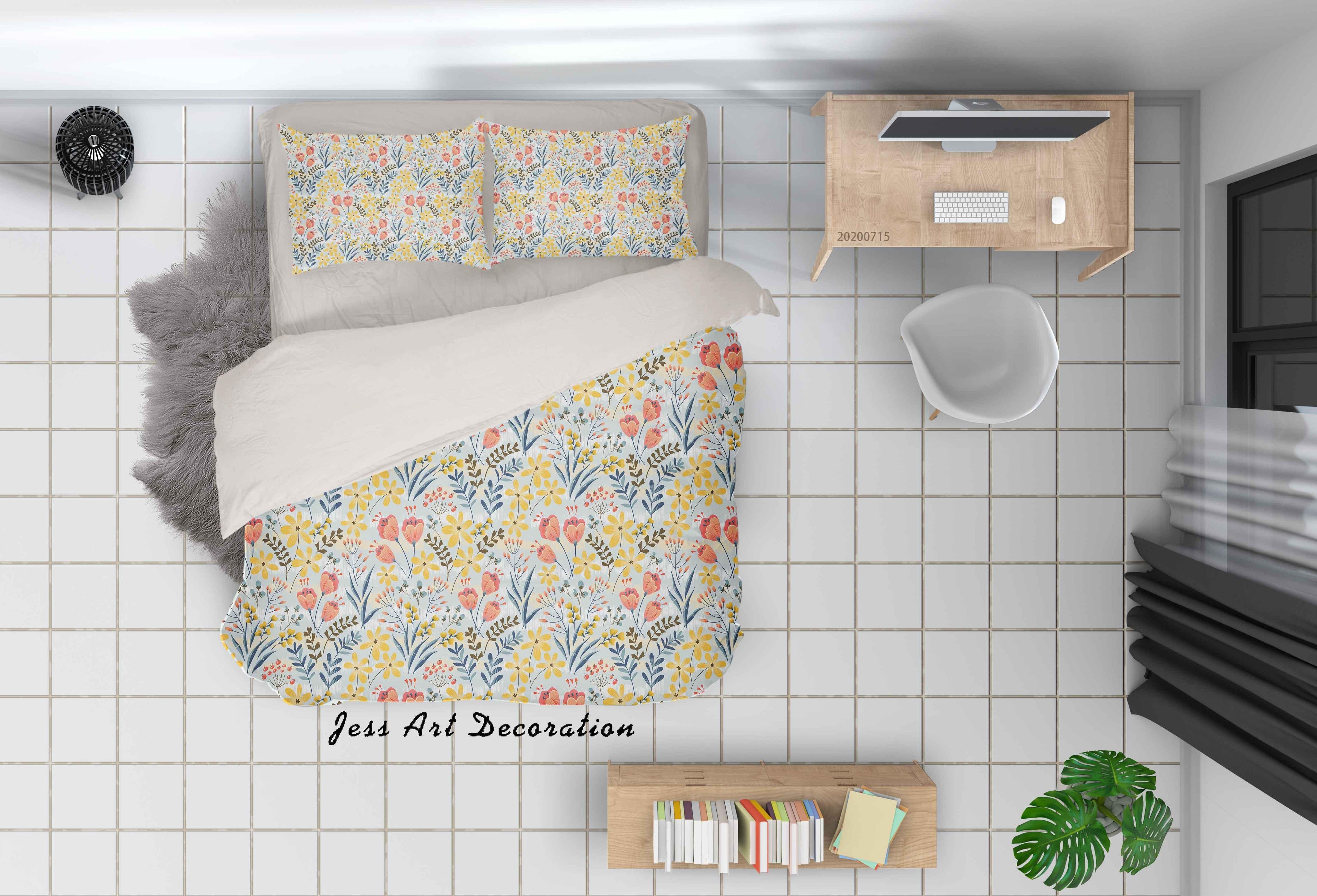3D Colourful Plant Leaves Floral Pattern Quilt Cover Set Bedding Set Duvet Cover Pillowcases WJ 3877- Jess Art Decoration
