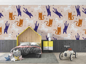 3D Cartoon Colorful Cat Wall Mural Wallpaper LXL 381- Jess Art Decoration