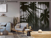 3D Black Leaf Shadow Pattern Curtains and Drapes GD 1923- Jess Art Decoration