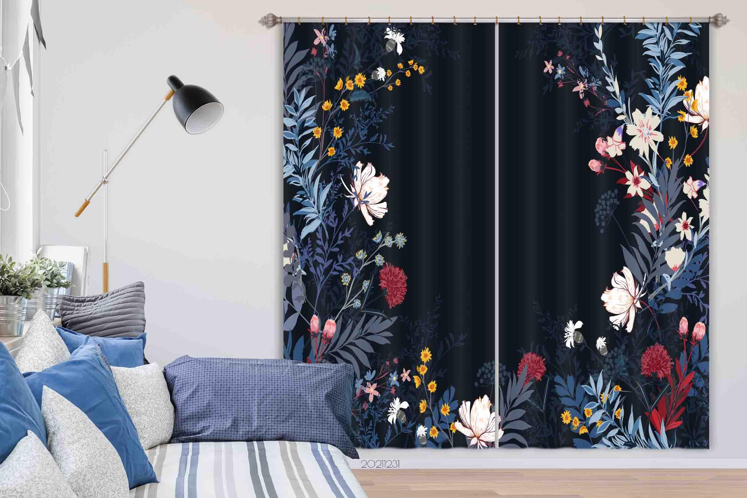 3D Vintage Flower Leaf Curtains and Drapes GD 108- Jess Art Decoration