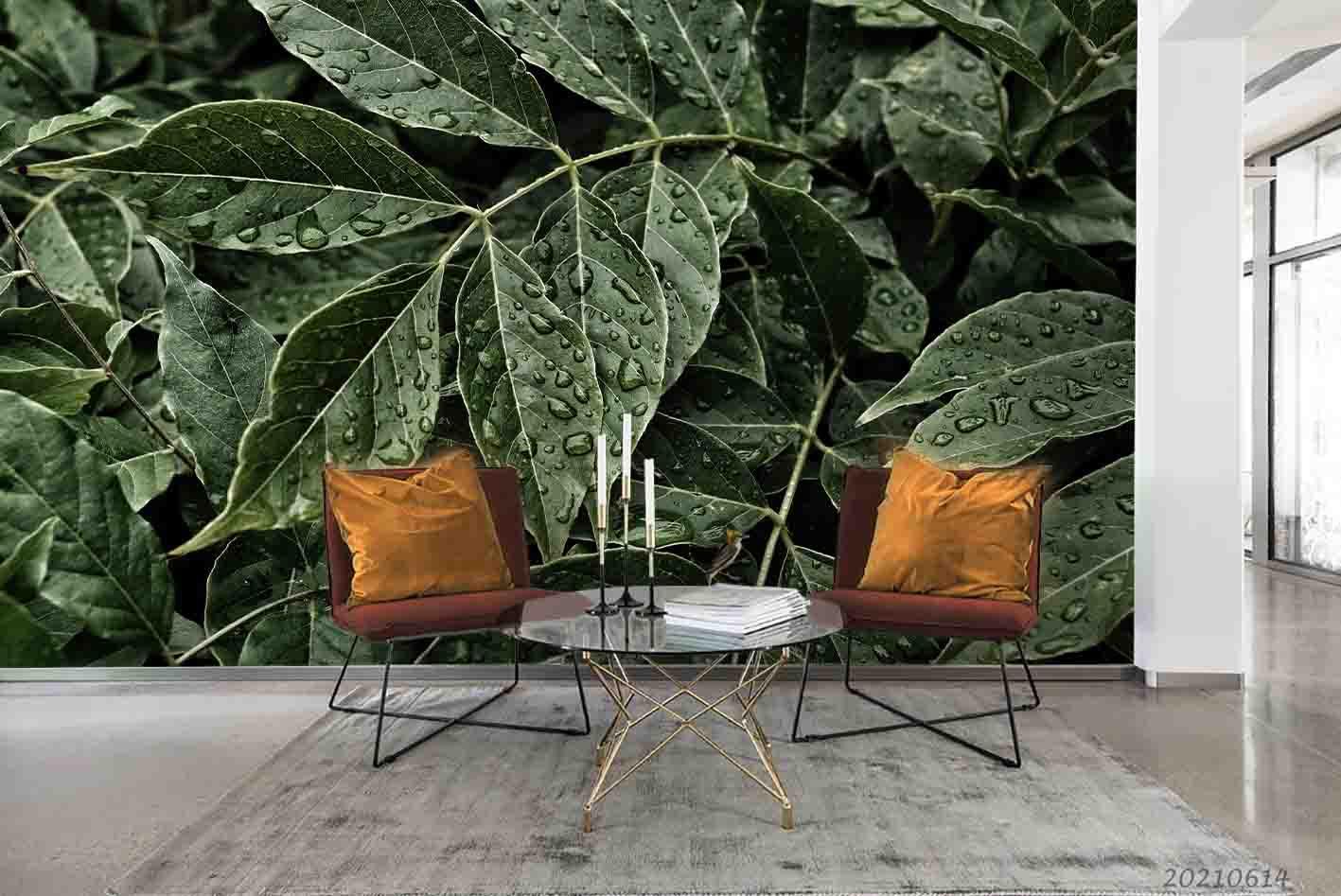 3D Tropics Plant Leaf Background Wall Mural Wallpaper SWW2355- Jess Art Decoration