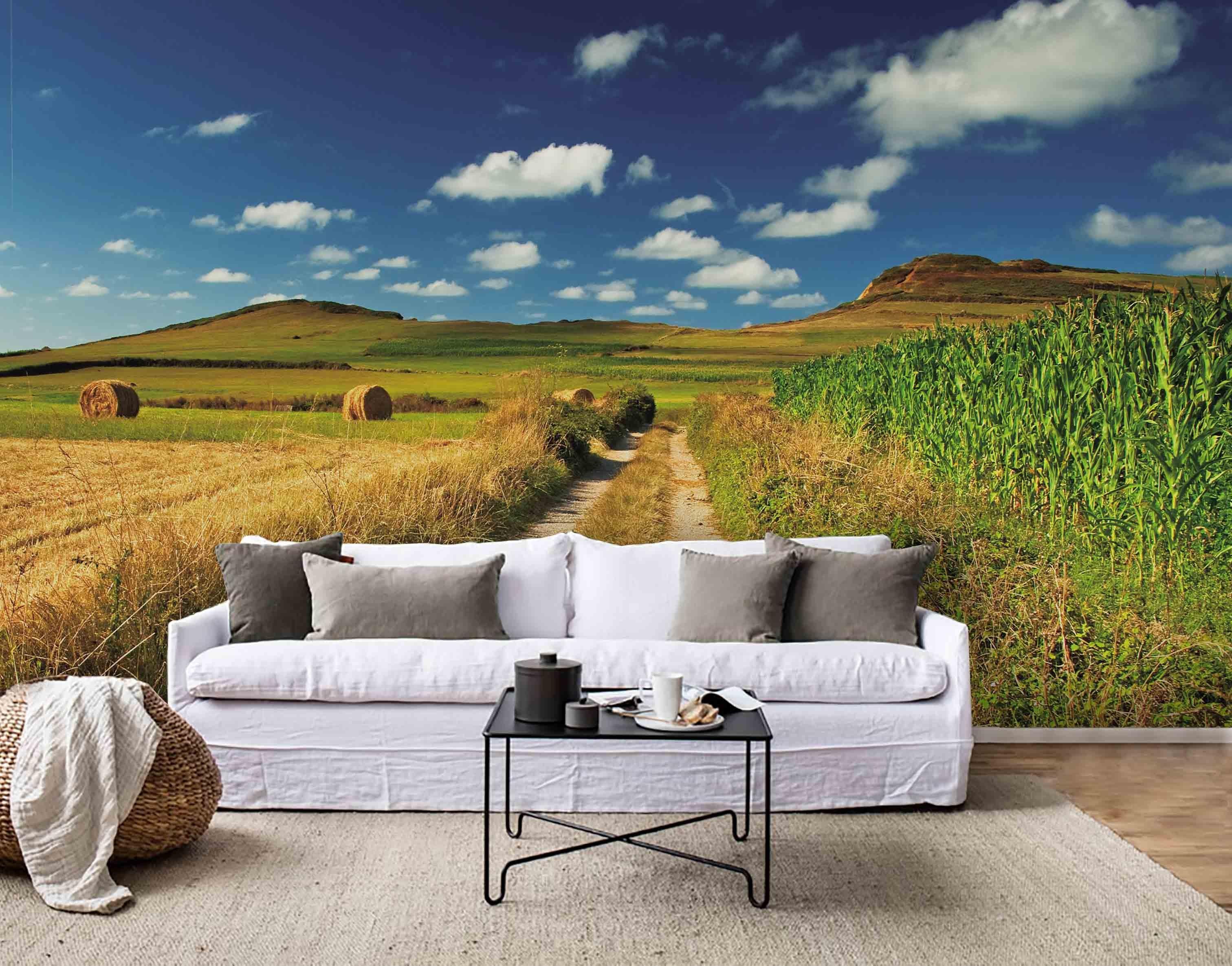3D Sky Grassland Haystack Field Hill Wall Mural Wallpaper 122- Jess Art Decoration