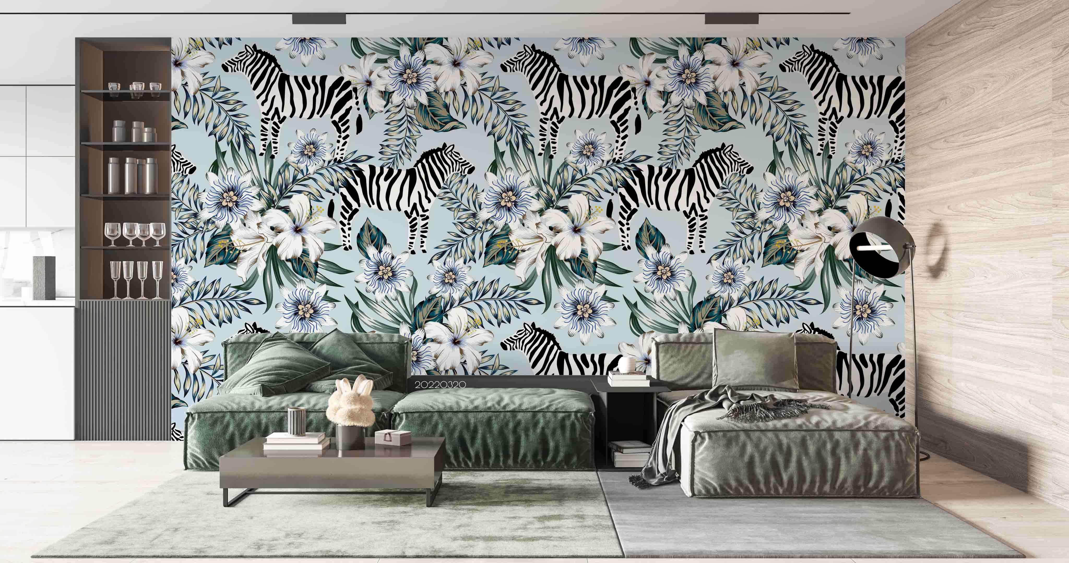 3D Vintage Floral Zebra Pattern Wall Mural Wallpaper GD 3713- Jess Art Decoration