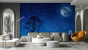 3D Animal Wolf Starry Sky Moon Blue Landscape Wall Mural Wallpaper LLL 1768- Jess Art Decoration