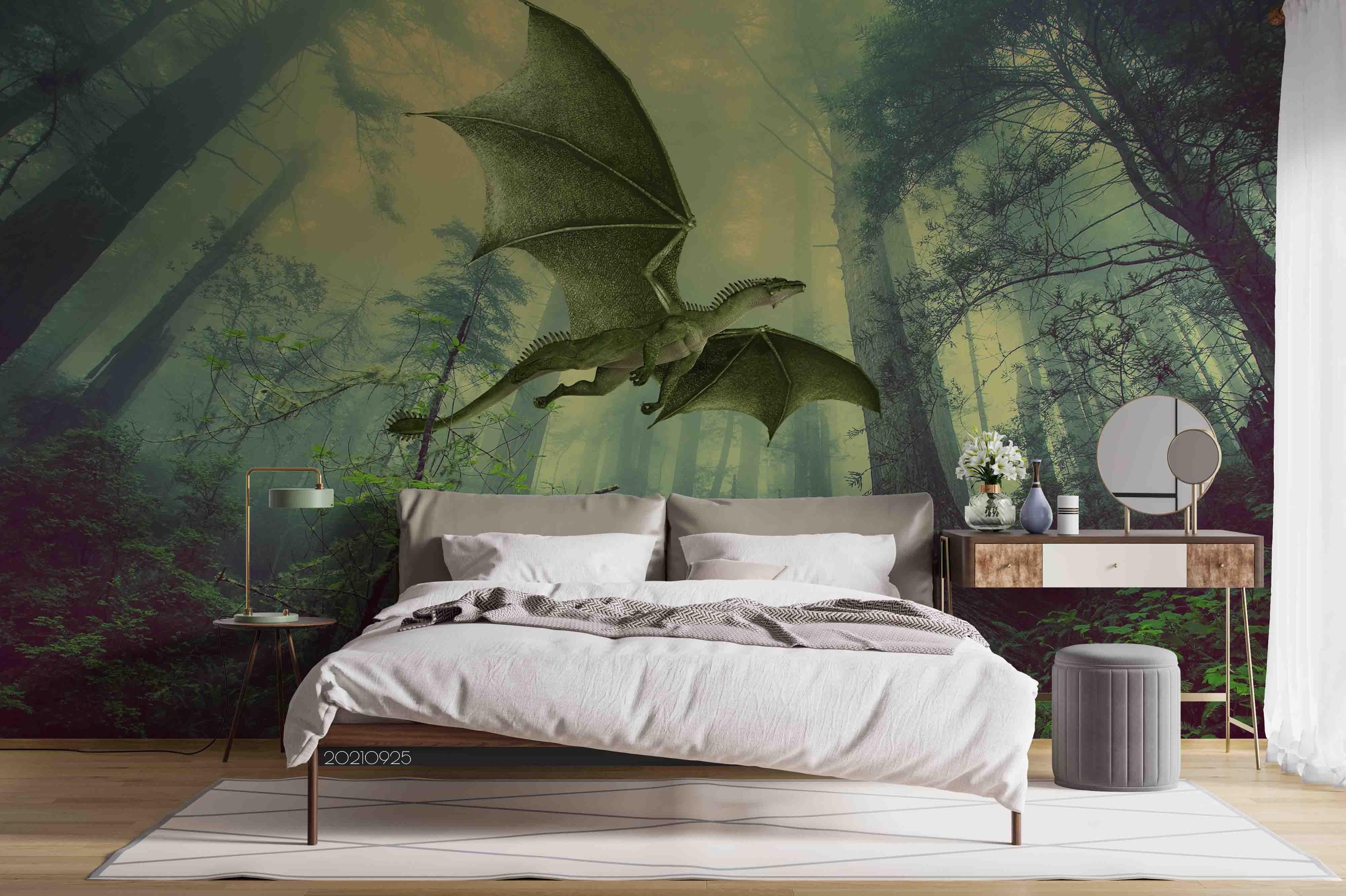 3D Ancient Forest Dinosaur Animal Wall Mural Wallpaper LQH 284- Jess Art Decoration