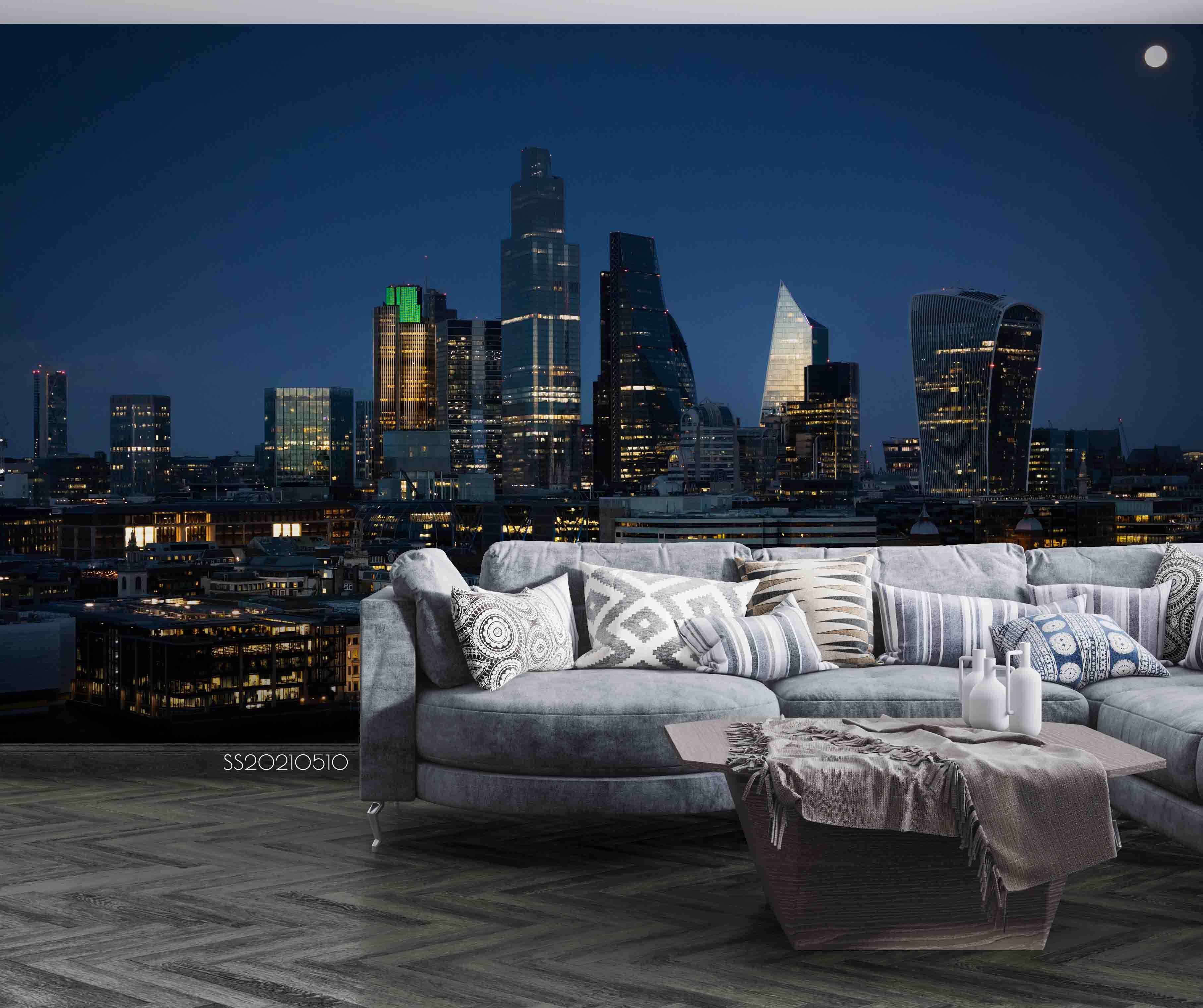 3D City Night View Building Wall Mural Wallpaper LQH 364- Jess Art Decoration