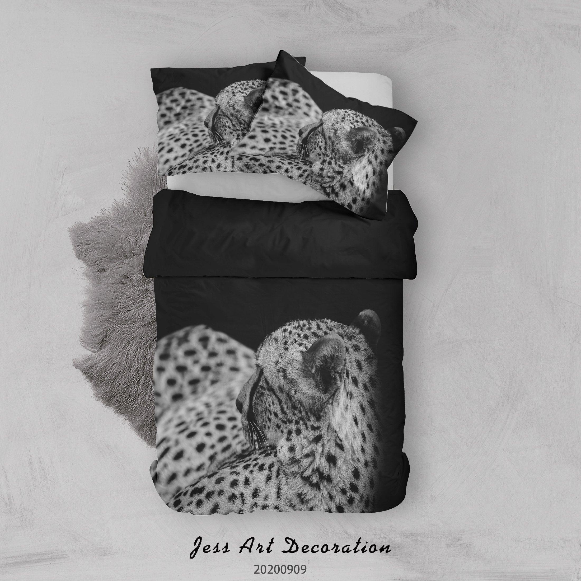 3D Cheetah Black Quilt Cover Set Bedding Set Duvet Cover Pillowcases WJ 1909- Jess Art Decoration