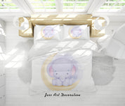 3D White Moon Elephant Quilt Cover Set Bedding Set Duvet Cover Pillowcases SF134- Jess Art Decoration