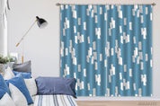 3D White Texture Blue Background Curtains and Drapes GD 3147- Jess Art Decoration