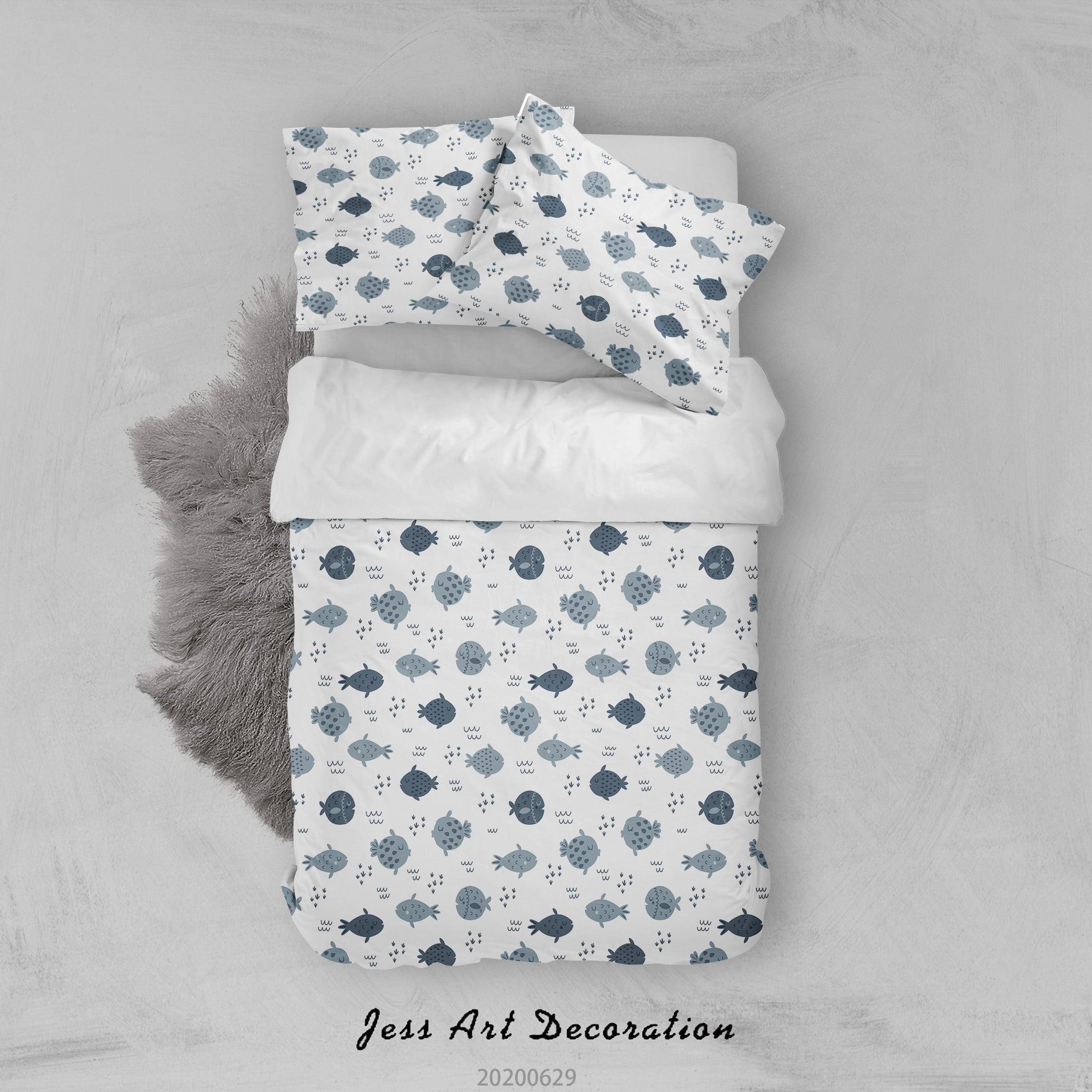 3D White Fishes Quilt Cover Set Bedding Set Duvet Cover Pillowcases SF98- Jess Art Decoration