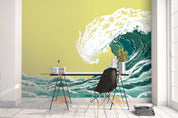 3D green sea waves wall mural wallpaper 09- Jess Art Decoration