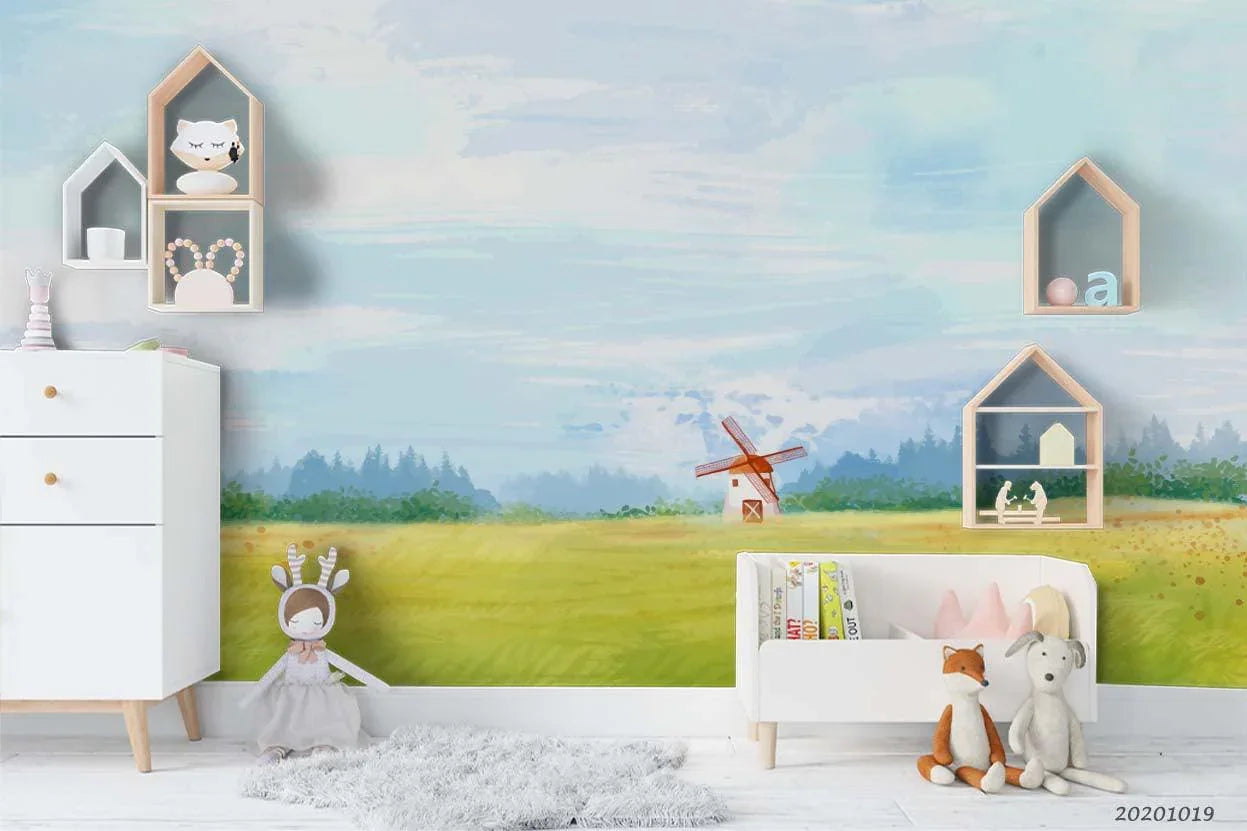 3D Watercolor Farm Landscape Mural Wallpaper WJ 9478- Jess Art Decoration