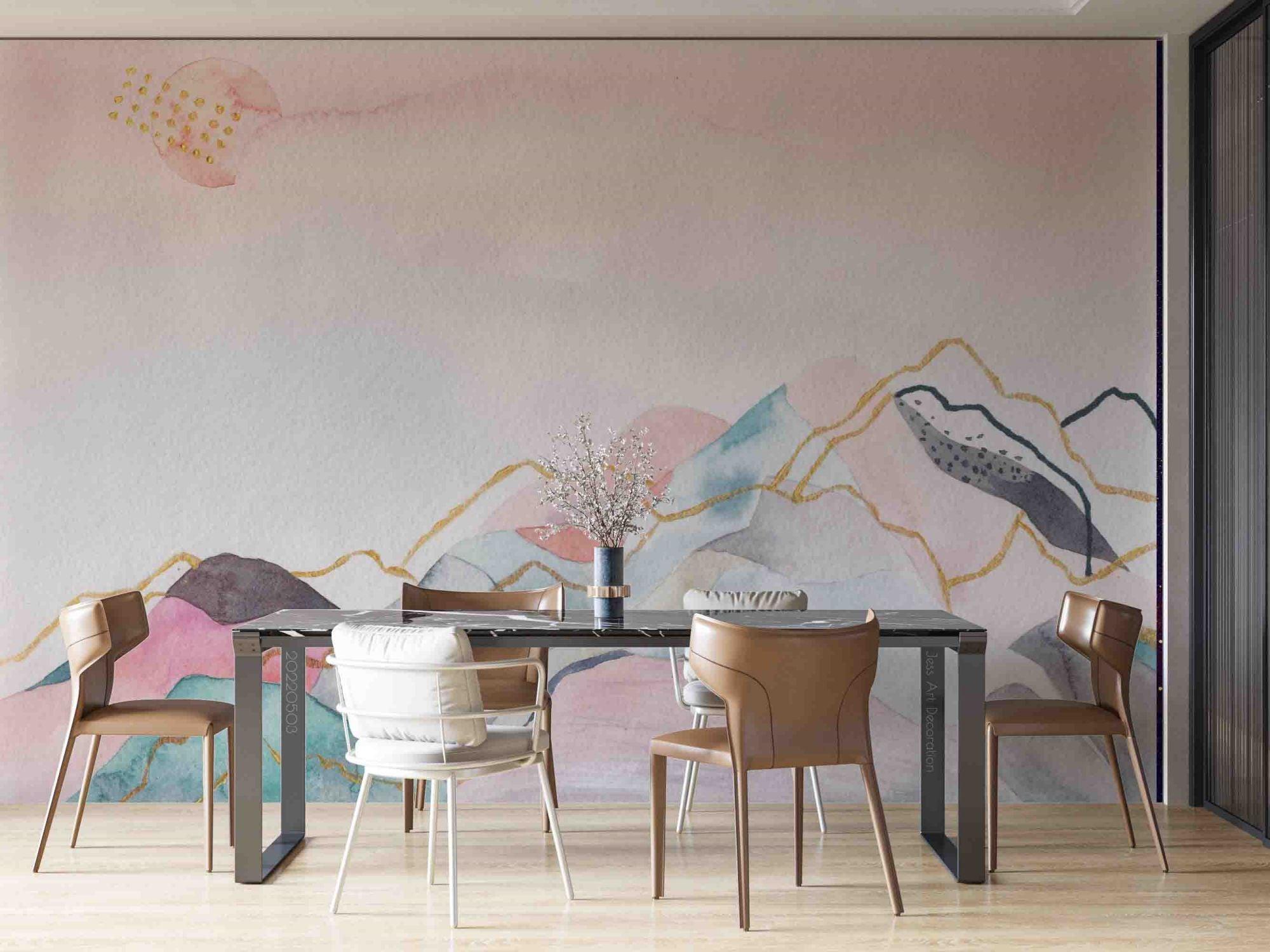 3D Watercolor Pink Mountain Wall Mural Wallpaper SWW 2- Jess Art Decoration