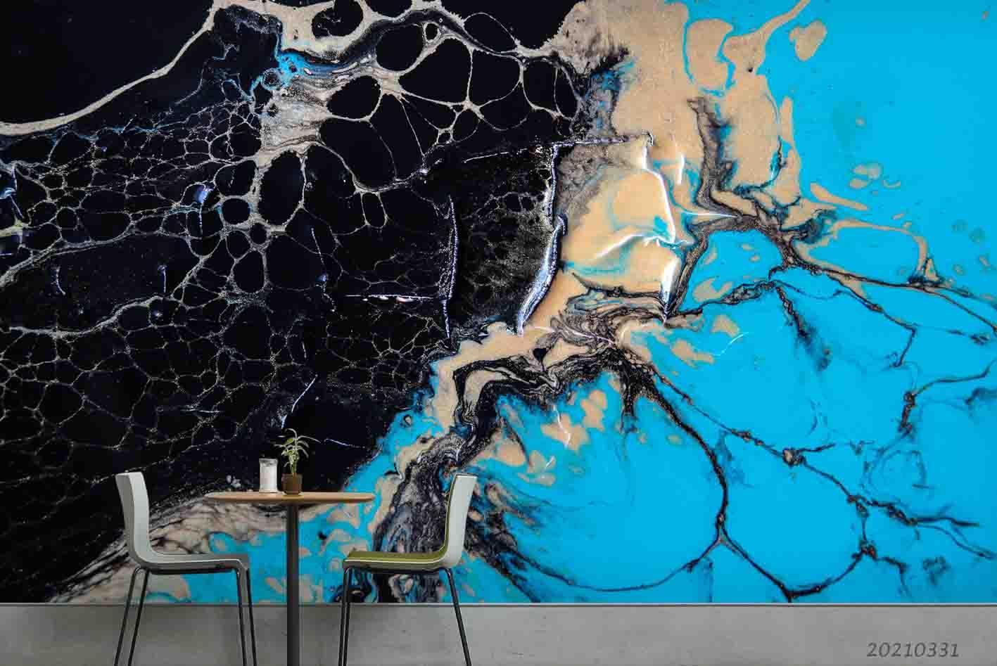 3D Abstract Blue Marble Wall Mural Wallpaper LQH 367- Jess Art Decoration